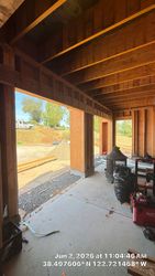 Left side looking in. Garage door openings, eight by eight.