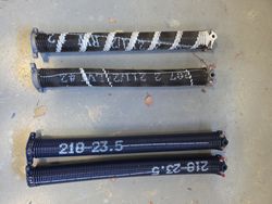 Replacing Original .207 x 2” 21.5”  Standard  (10k Cycle) Oil Tempered Torsion springs with .218 x 2” x 23.5”  Valiant Endurance Max Torsion springs.