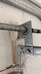 Old bearing cable destroyed the drywall because the tracks and Door weren’t installed correctly and the cable frayed