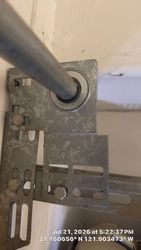 Old end plate, improperly installed, crooked, not securely mounted.