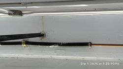 Door overweight due to improper spring size installed. Two twenty five by 28 by 1.75 on a Stanley door that requires two thirty four spring size.