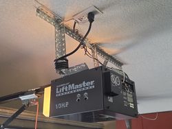 Very messy, old LiftMaster garage door opener. About to be replaced.