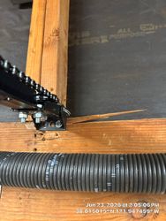 Liftmaster 8160 Teen Dr. rail mounting bracket coming off poorly secured header chipped