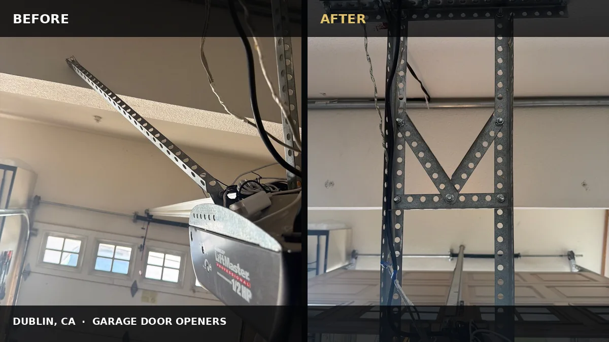 Dublin Garage Door Opener Mount Upgrade before and after comparison