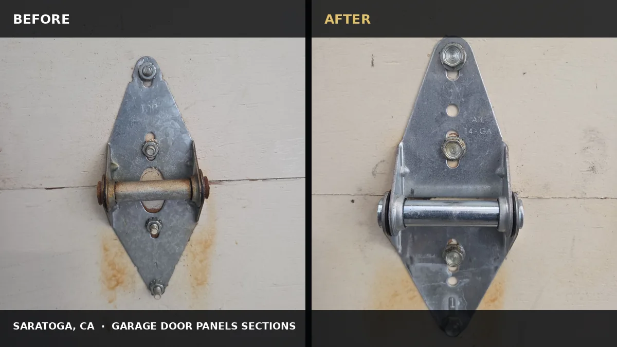 Saratoga Garage Door Section Hinge Replacement before and after comparison