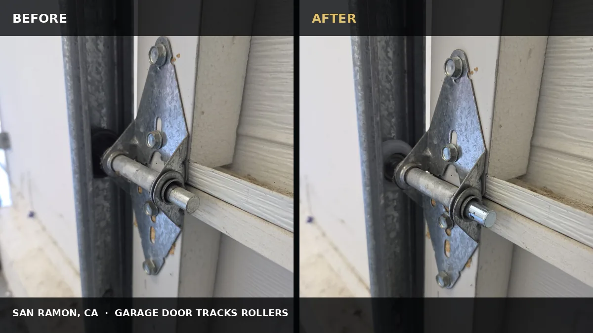 San Ramon Noisy Garage Door Roller Replacement before and after comparison
