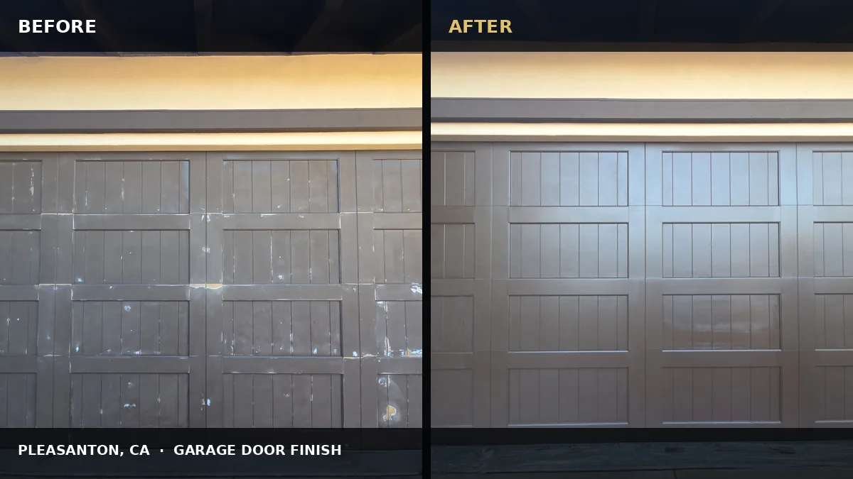 Pleasanton Garage Door Painting Before and After before and after comparison