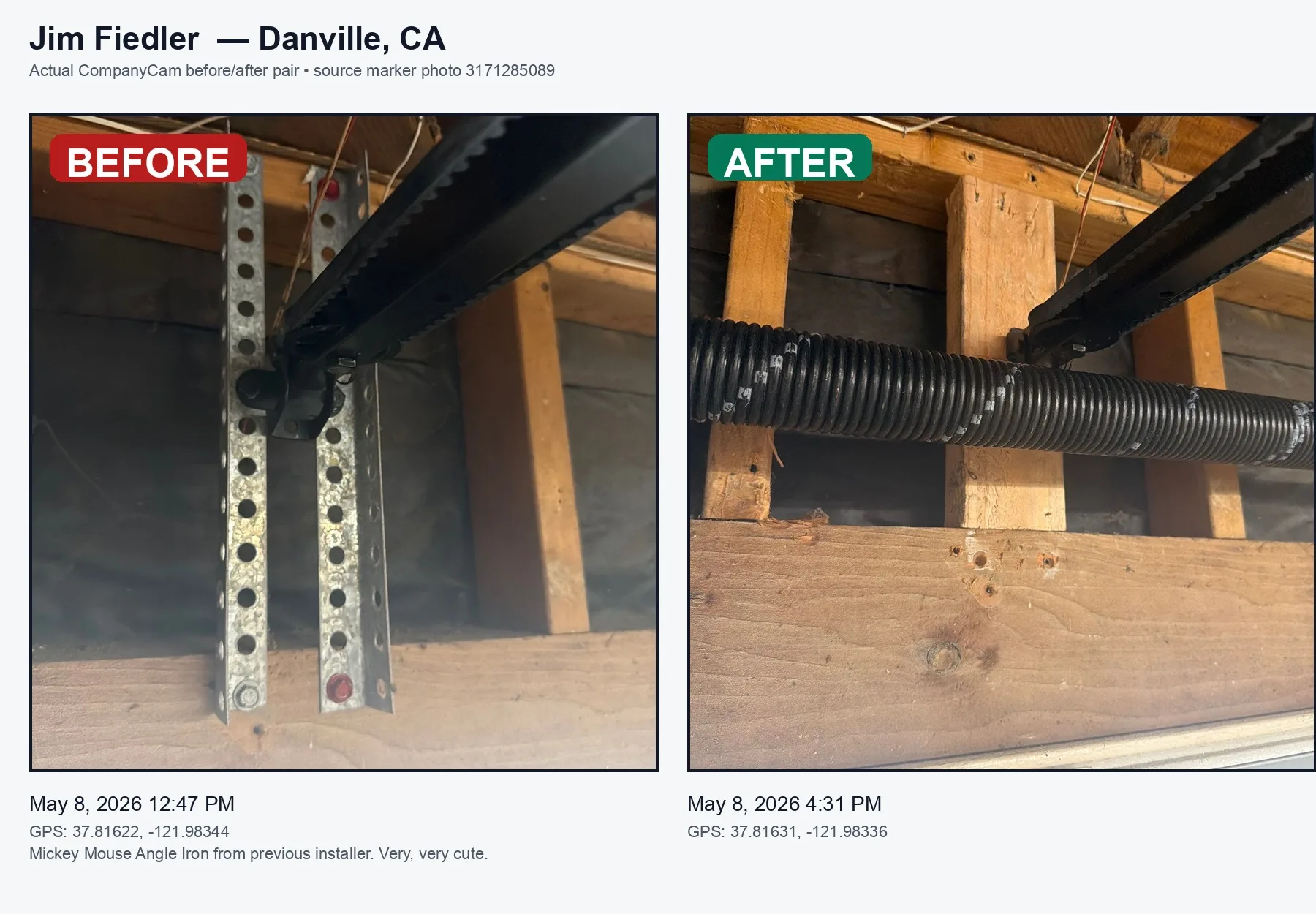 Danville garage door spring and hardware repair before and after