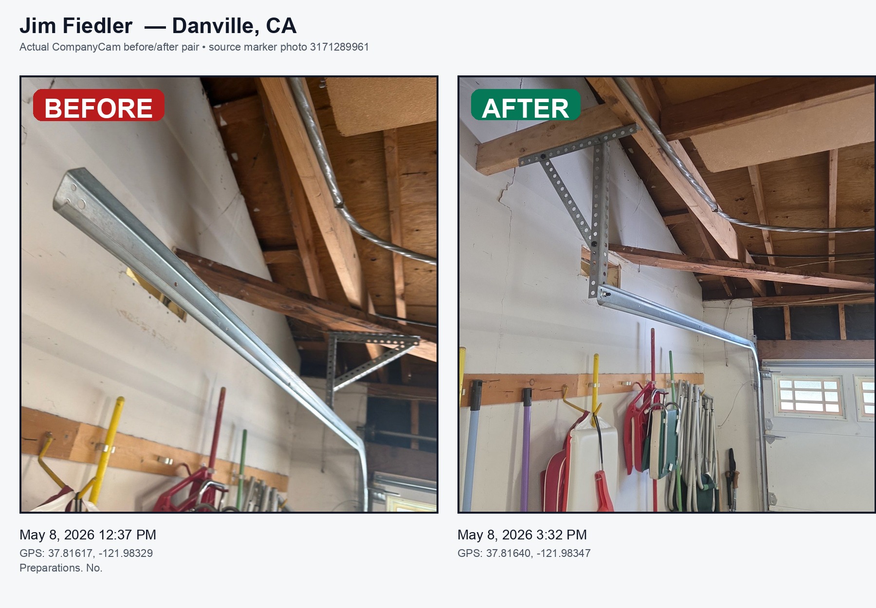 Valiant Garage Door real job photo 30: Danville Garage Door Repair Track Hardware Before After