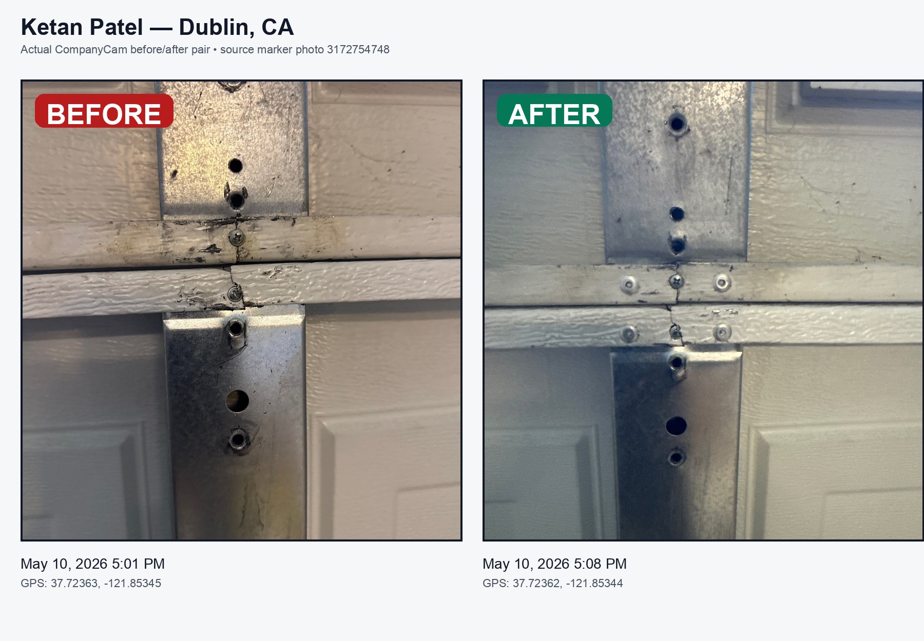 Valiant Garage Door real job photo 35: Dublin Garage Door Repair Section Reinforcement Before After