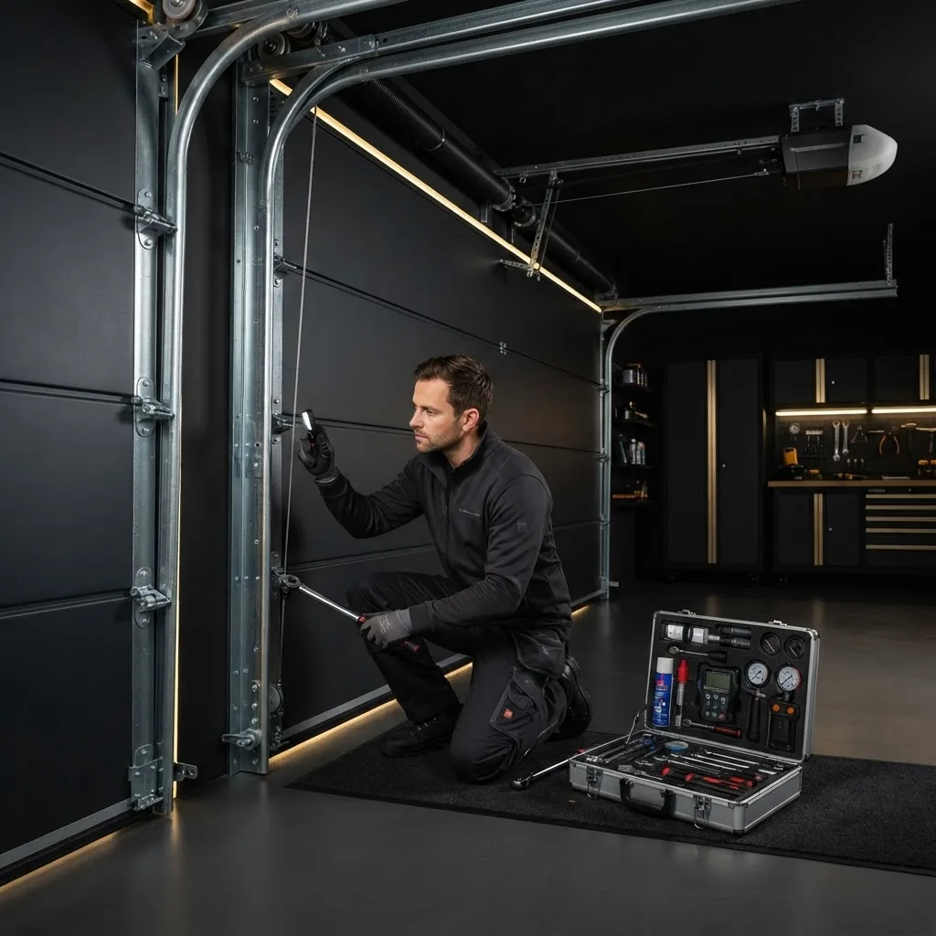 Technician completing a comprehensive whole-door preventive inspection