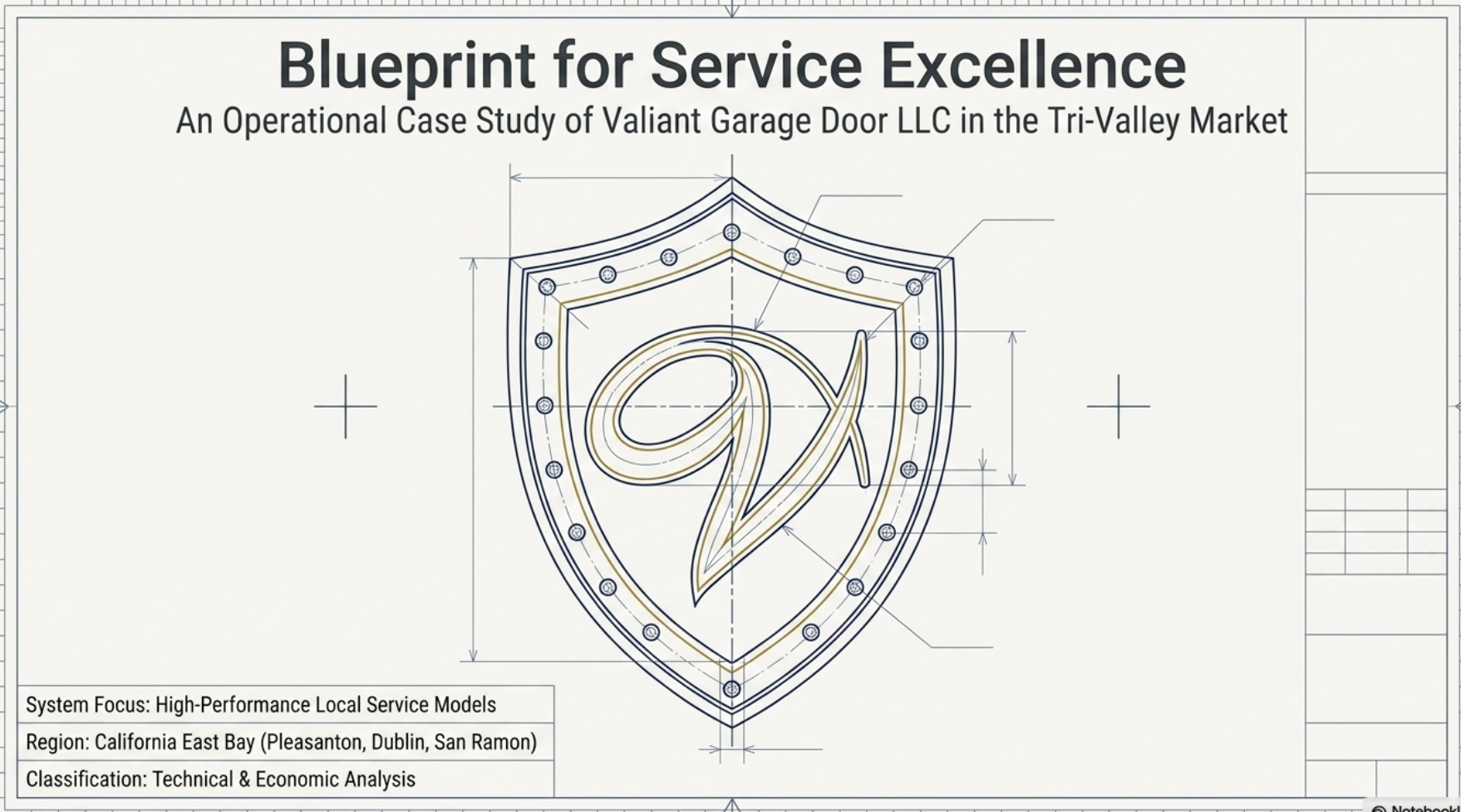 Blueprint for Service Excellence with Valiant shield technical drawing