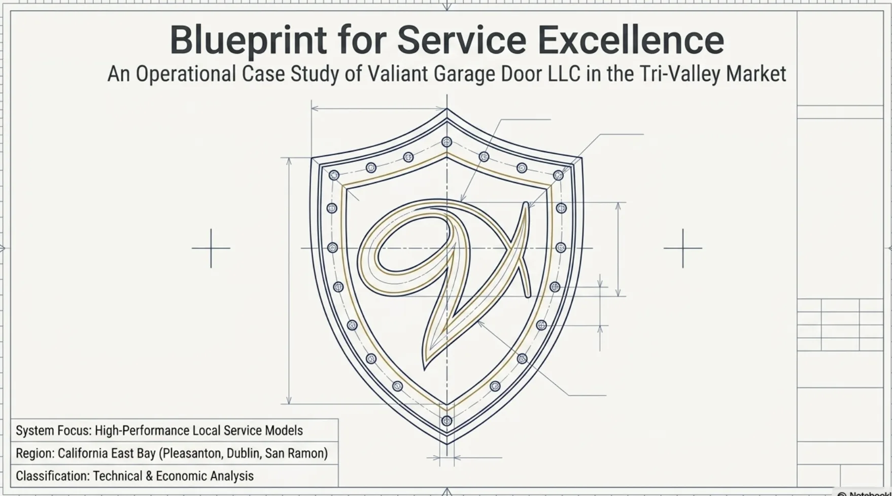 Blueprint for Service Excellence with Valiant shield technical drawing