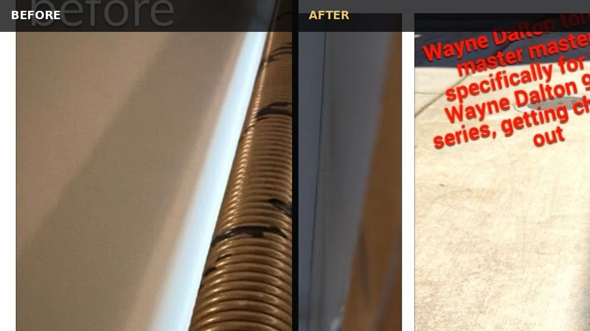 Wayne Dalton TorqueMaster spring damage close-up and removed enclosed spring components